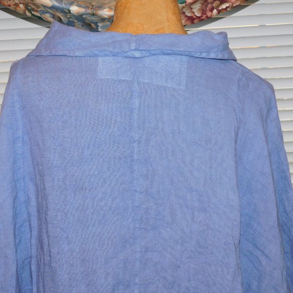 NWT Blue Linen Top TRANSPARENTE sz 2 U.S. M 10 12 L 14 Made in Italy - Picture 4 of 4
